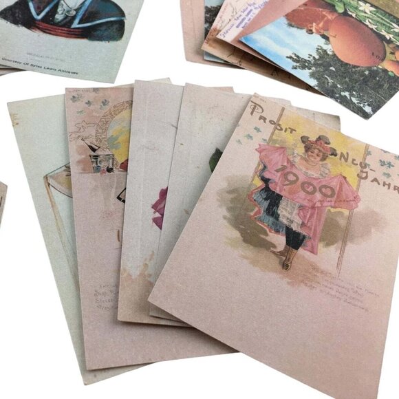 Lot 25 Piece Vintage Postcard Reproduction Junk Journal Ephemera Craft Supply mq - Picture 10 of 11